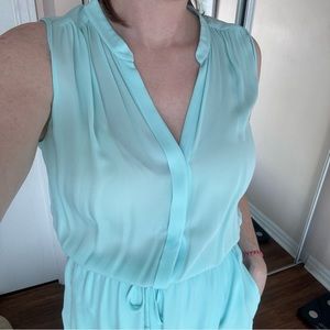 Babaton icy blue silk dress